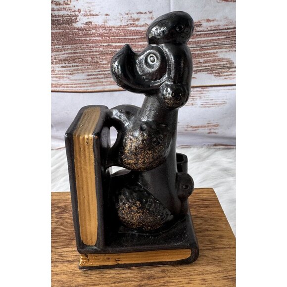 Vintage Pair of Black Ceramic Poodle Bookends With Gold Detailing MCM - Picture 3 of 10